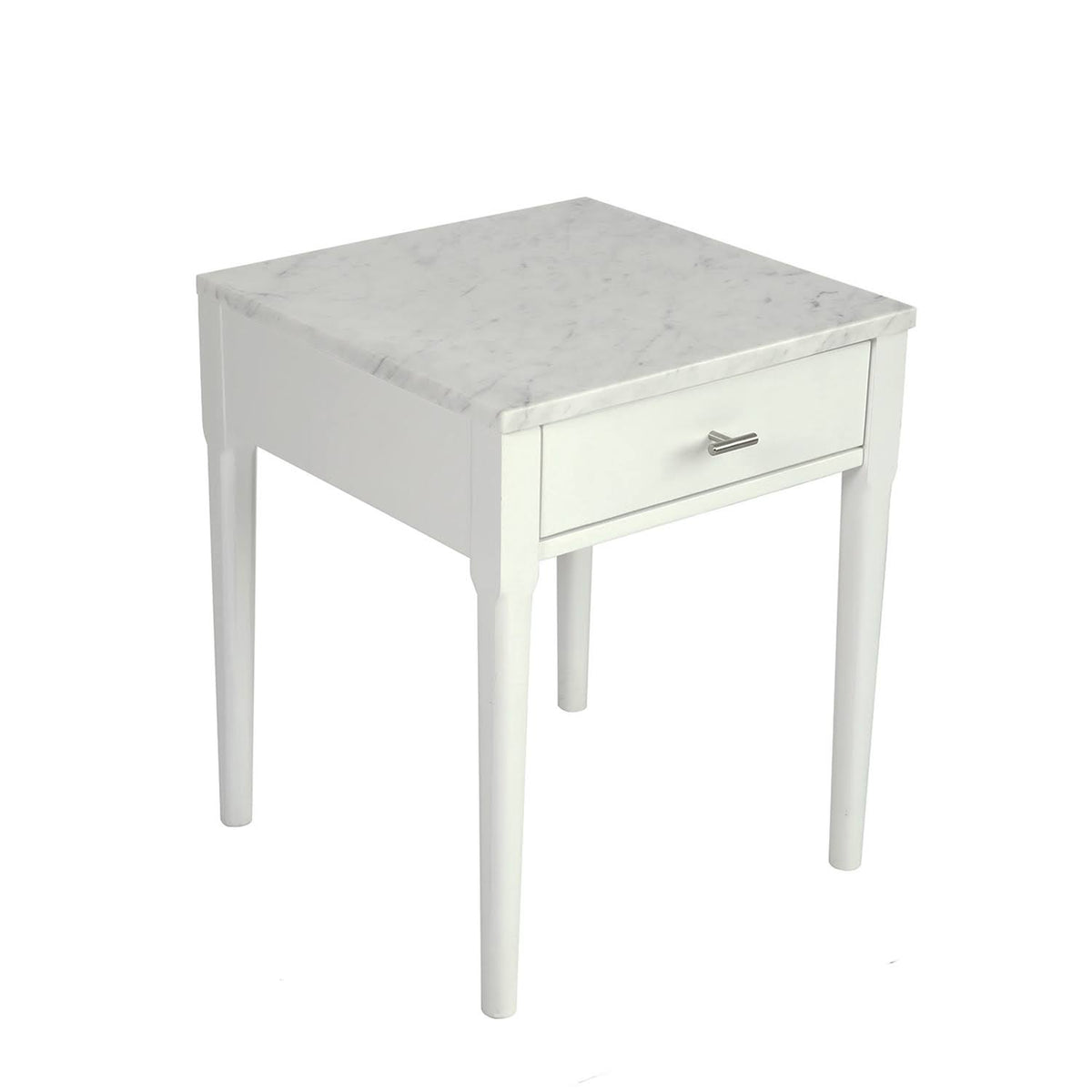 18x22 White Marble Side Table with Walnut Leg E739755