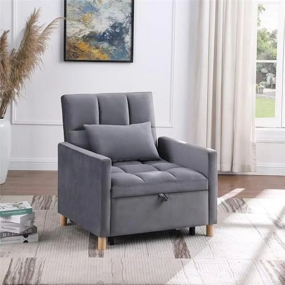 Convertible Velvet Sleeper Sofa Chair Bed N6178