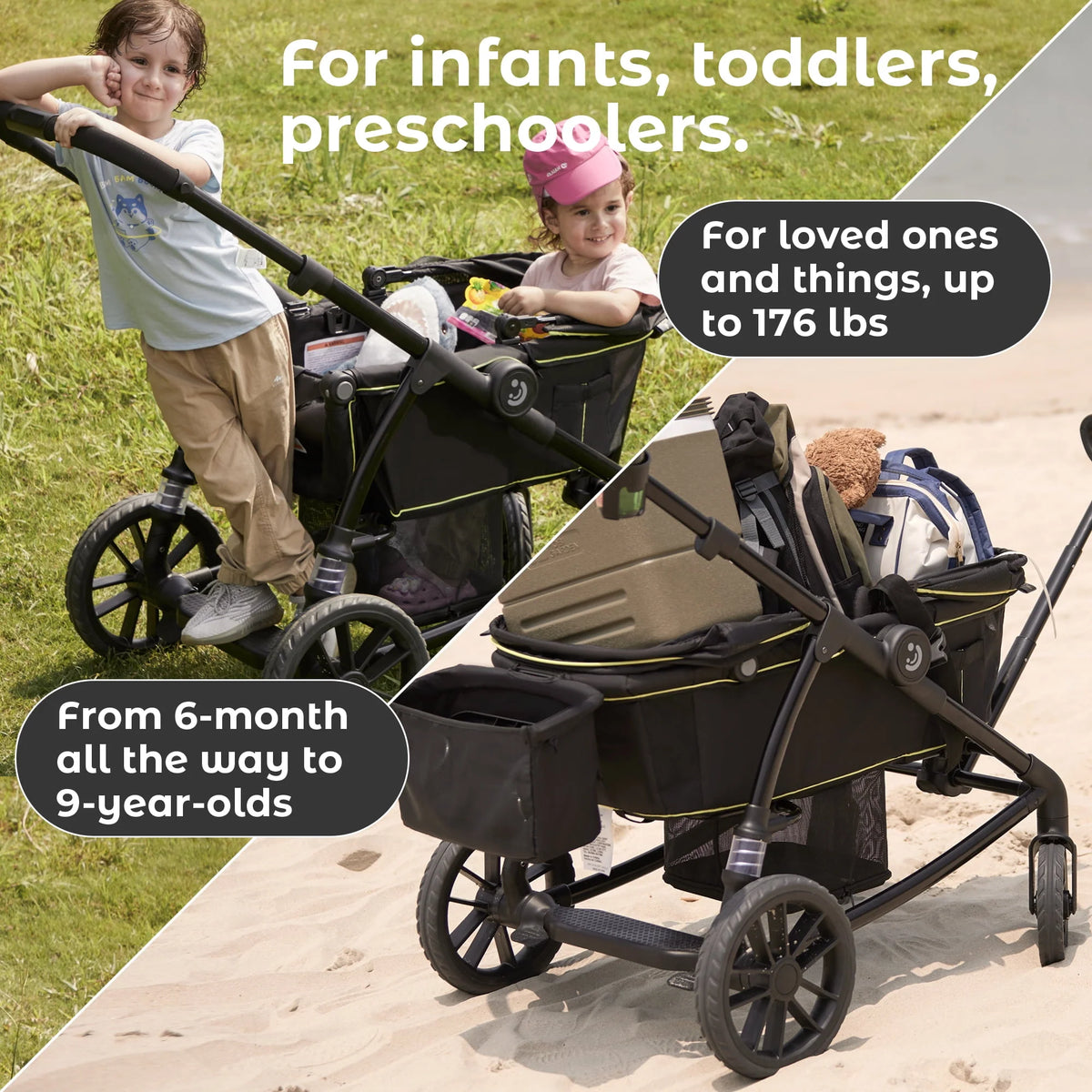 2-Seat Wagon Stroller with Adjustable Canopy N21719