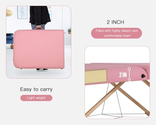 Portable Massage Table 28 inche Wide Heigh Adjustable 2 Folding Spa Table F678005