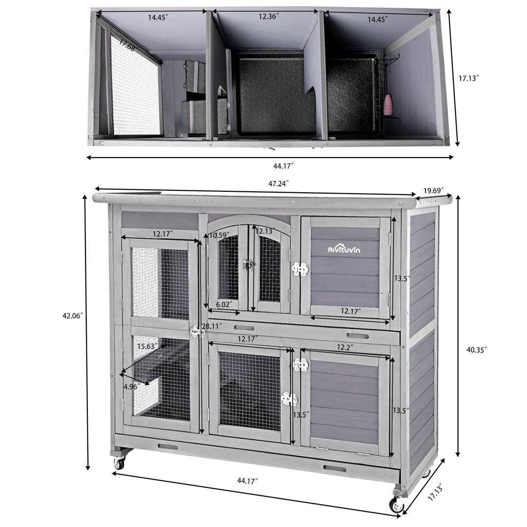 Two Story Rabbit Hutch with Wheels S740712