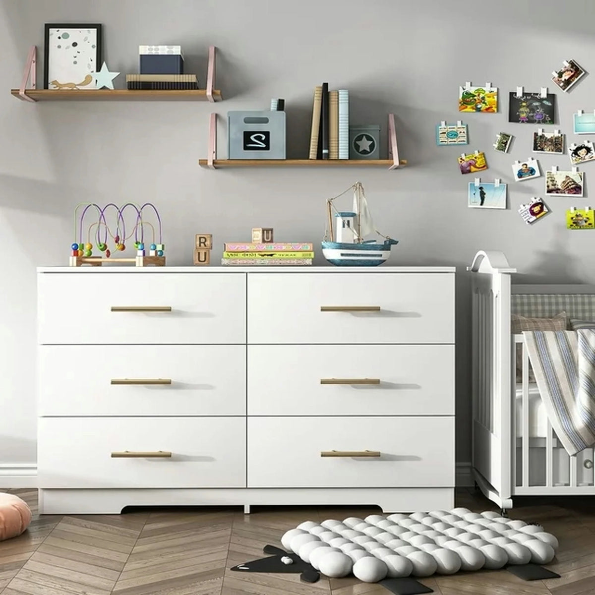 Black 6 Drawer Wood Dresser G286803