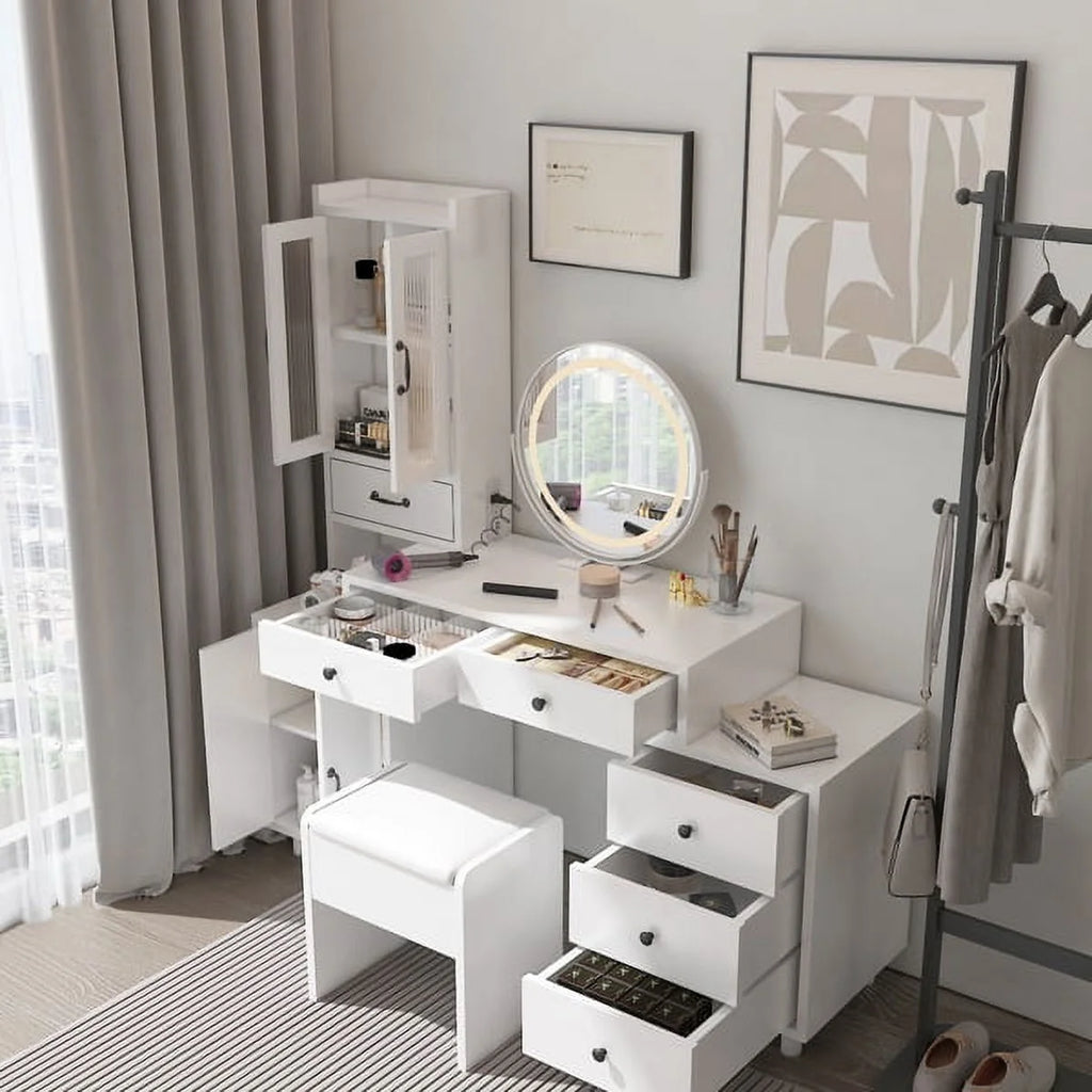 Modern Retractable Vanity with Power Outlets C4535