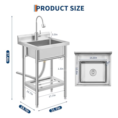 Stainless Steel Utility Sink with Faucet Y9867