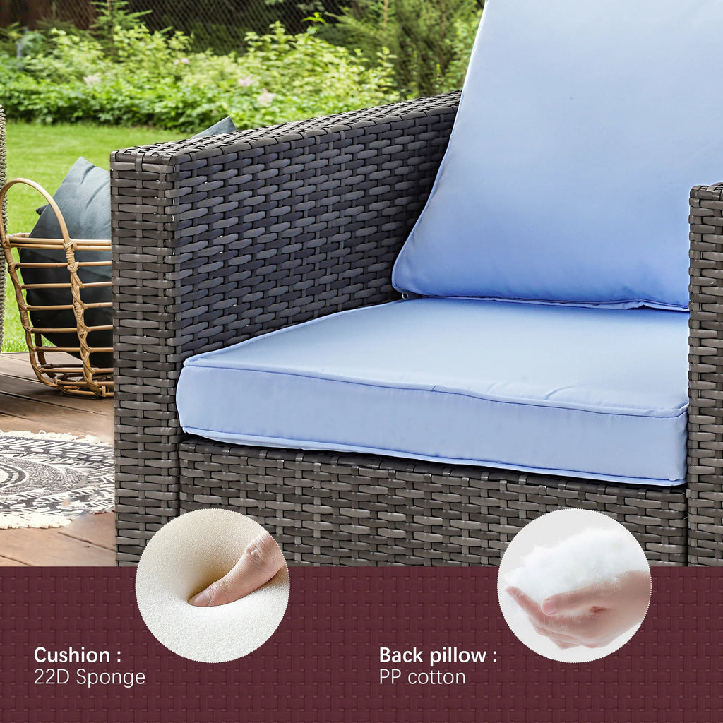 7 Pieces Wicker Rattan Sectional Conversation Set R714539