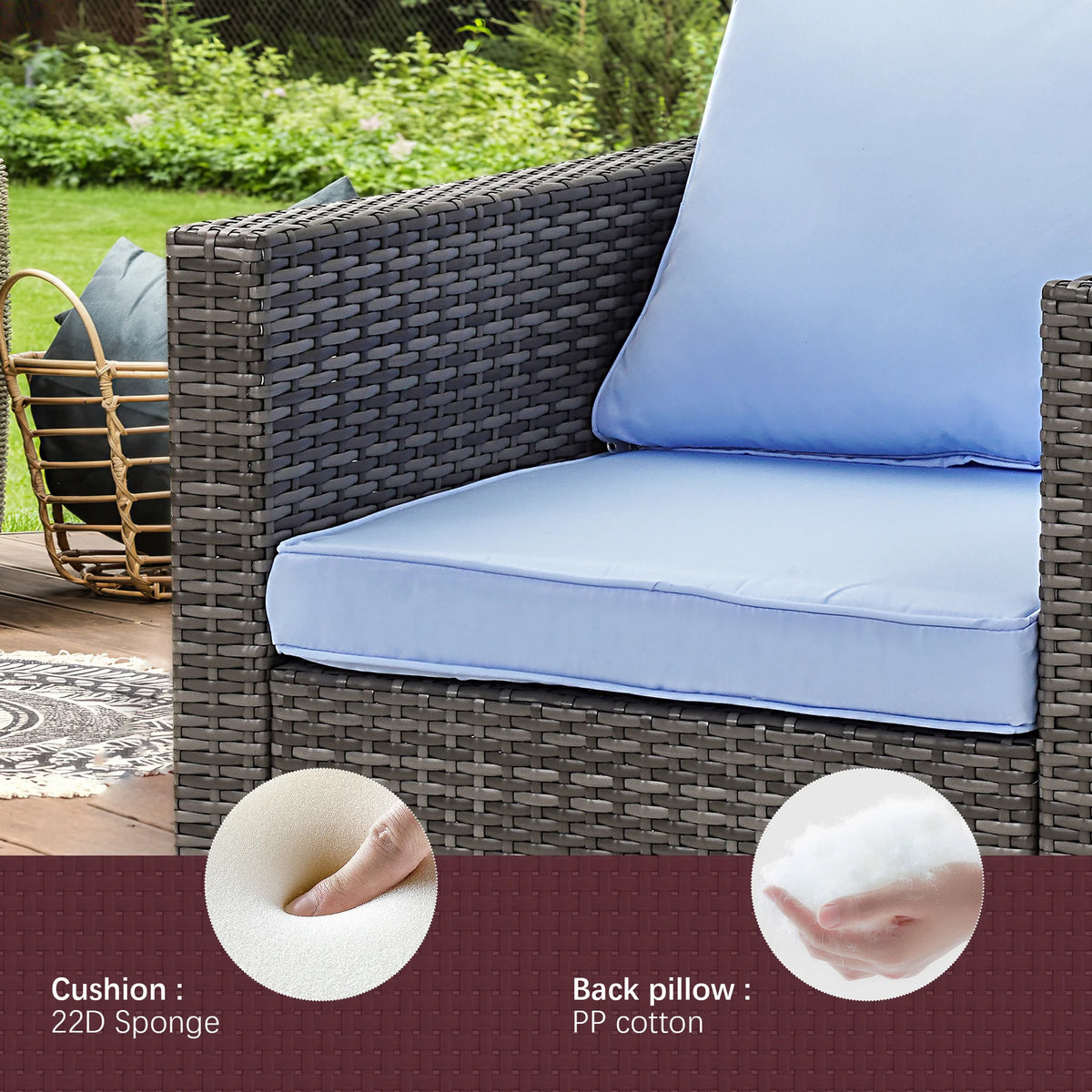 7 Pieces Wicker Rattan Sectional Conversation Set R714539