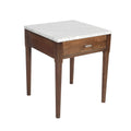 18x22 White Marble Side Table with Walnut Leg E739755