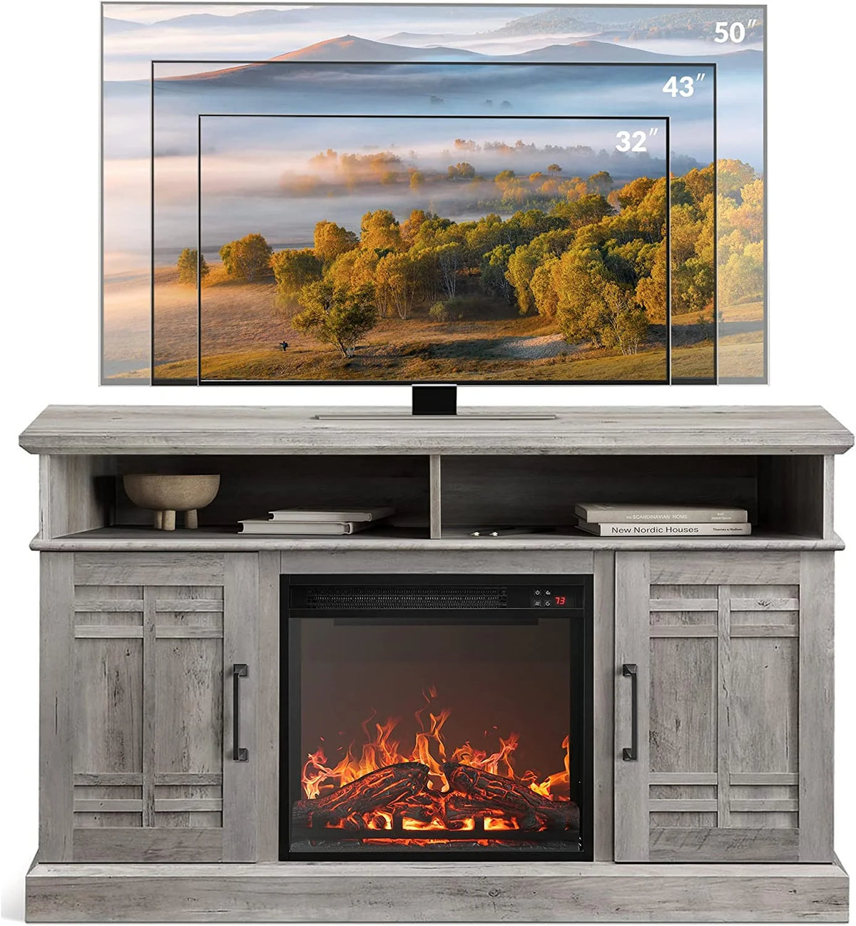 47" TV Stand with 18" Electric Fireplace G897