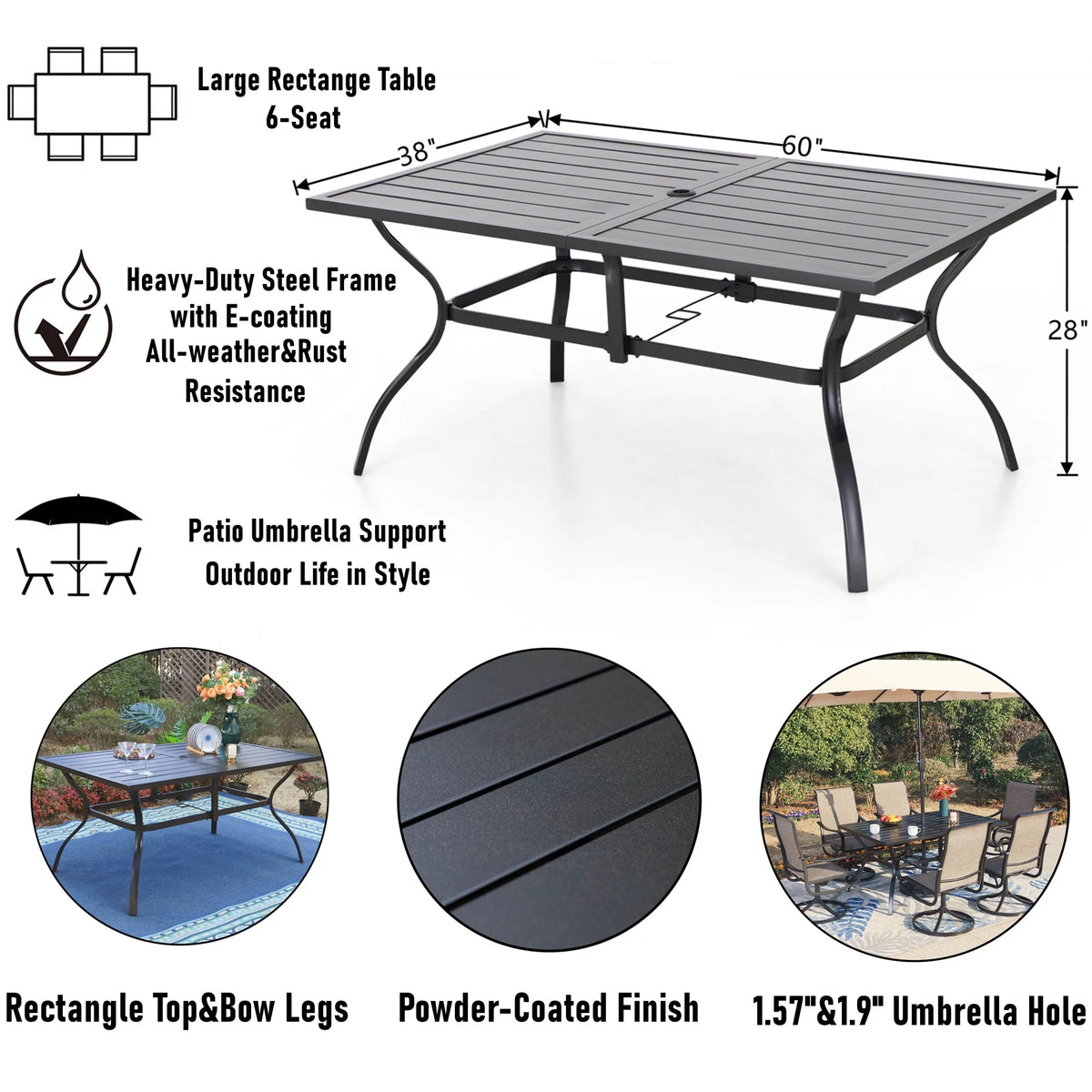 7-Piece Outdoor Patio Dining Set with Swivel Chairs & Table Y8949