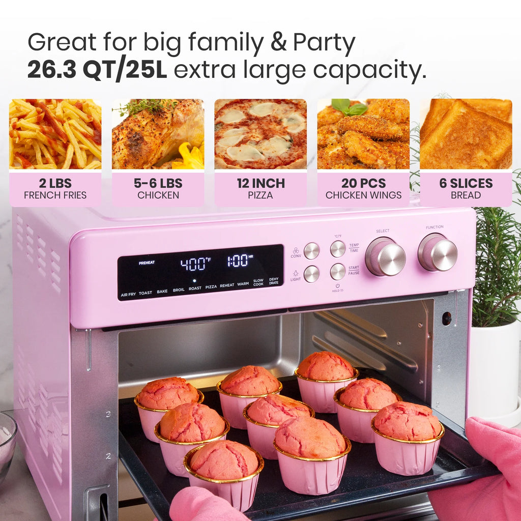 Pink Infrared Heating Air Fryer Toaster Oven V958
