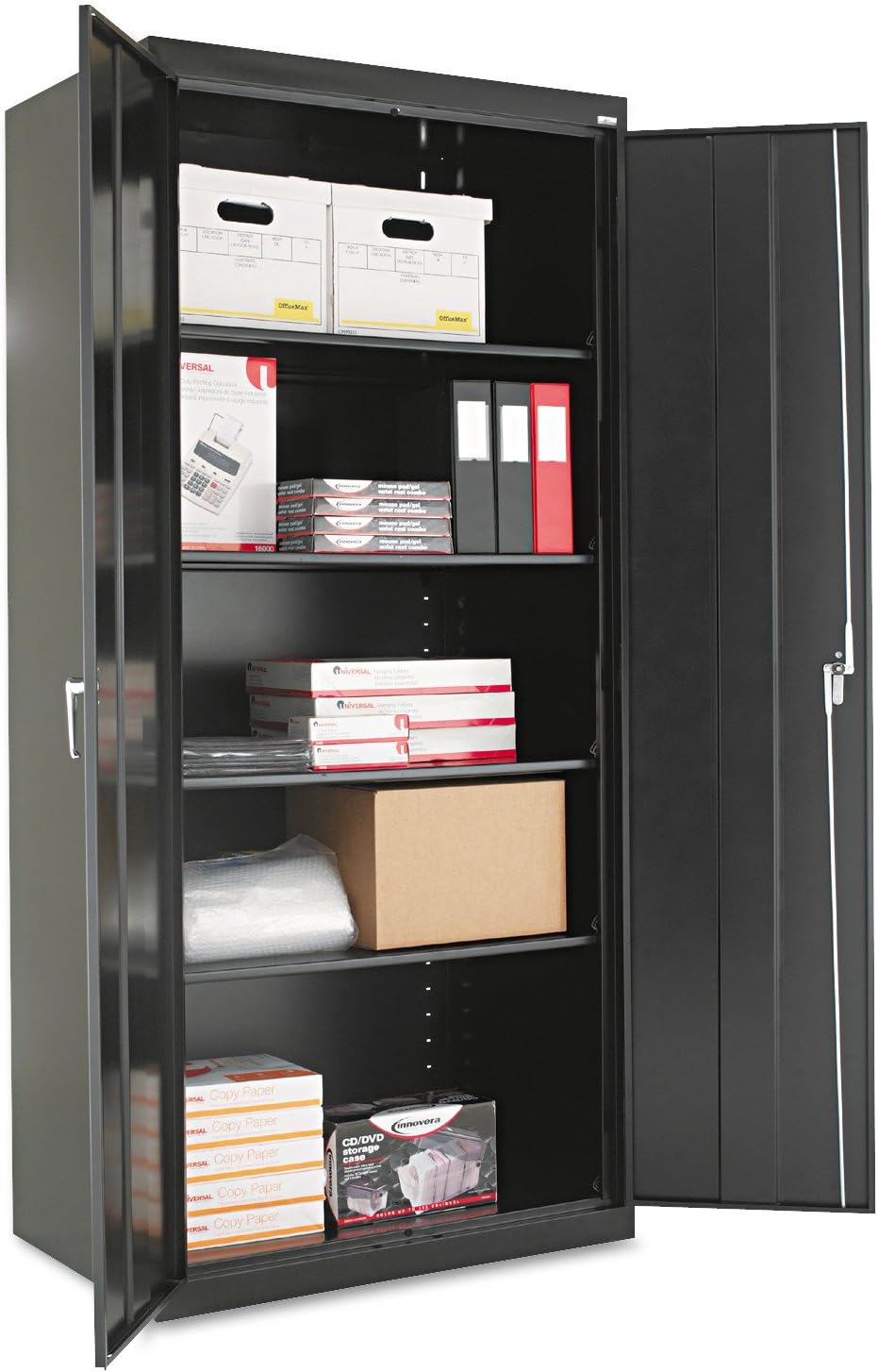 Black Storage Cabinet with Adjustable Shelves E783630