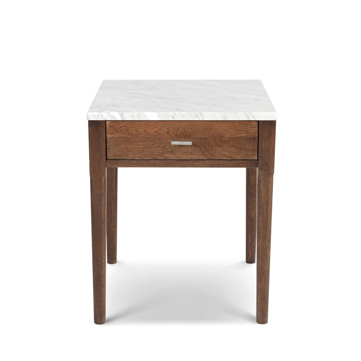 18x22 White Marble Side Table with Walnut Leg E739755