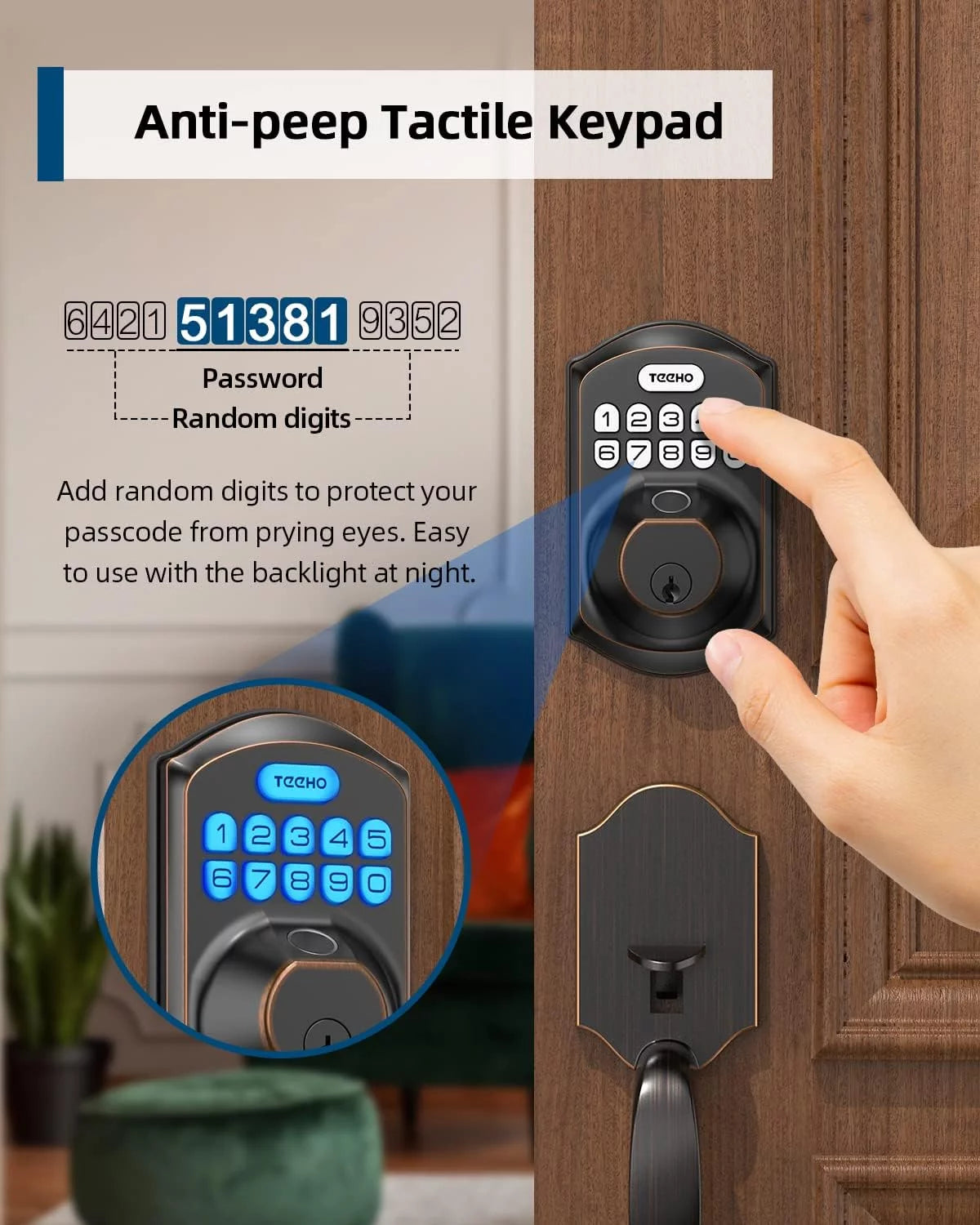 Fingerprint Keyless Entry Keypad Smart Electronic Deadbolt Door Lock with 2 Handles Set B790