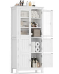 53.1" White Bathroom Storage Cabinet with 6 Doors B9727