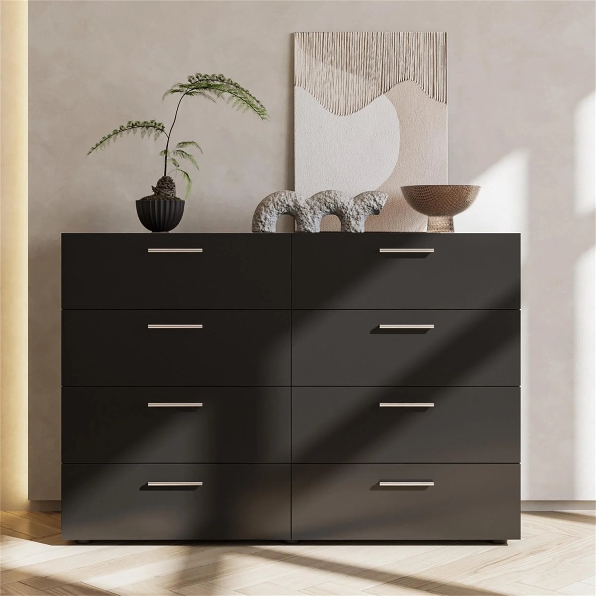 Black 6 Drawer Wood Dresser G286803