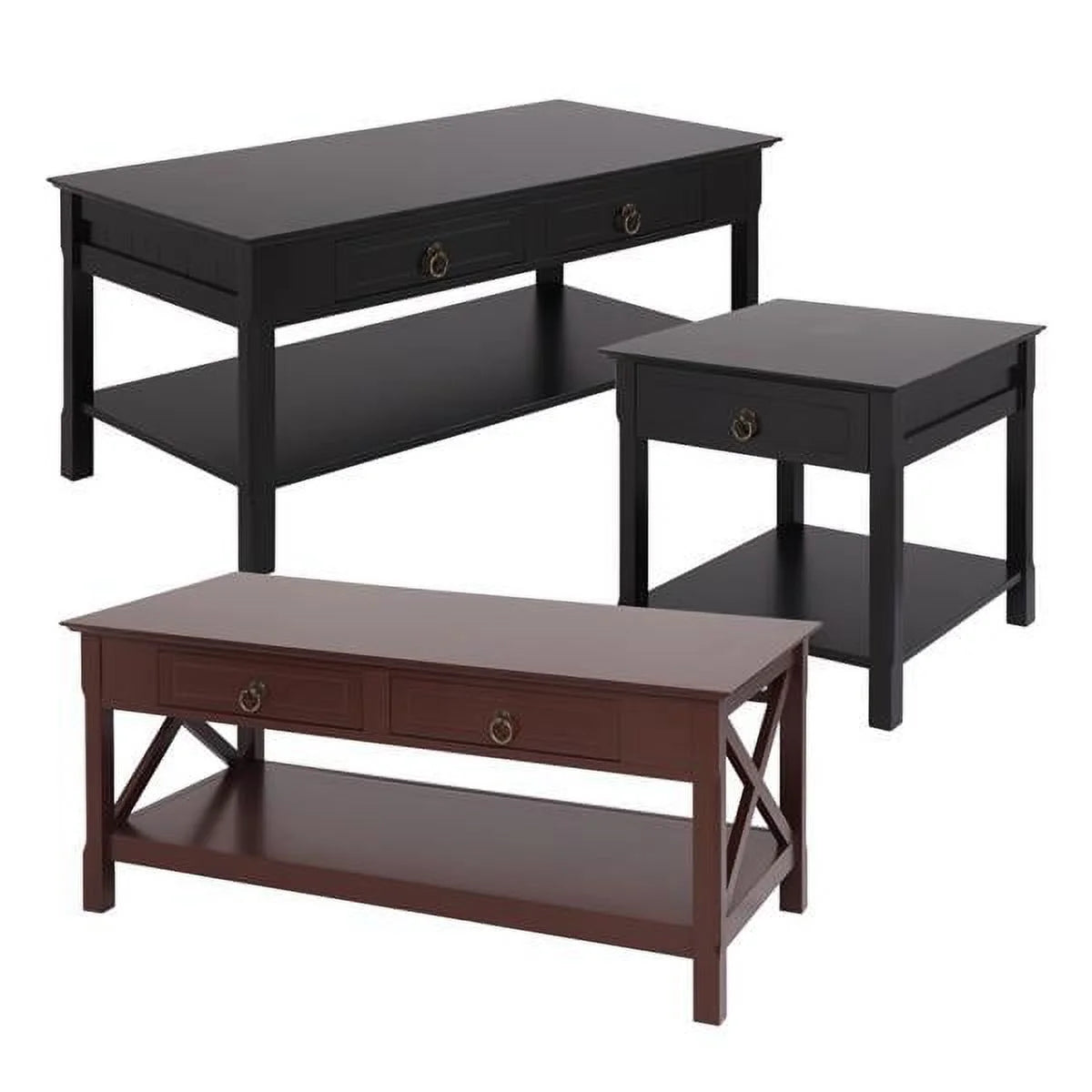 Black Solid Wood Coffee Table U7792