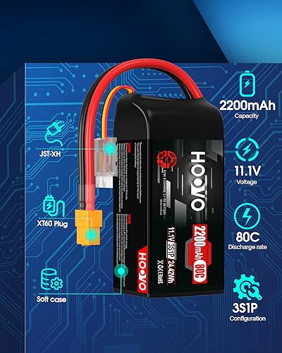 3S 2200mAh 80C 11.1V Shorty Lipo Battery Pack 2 Pack G83580