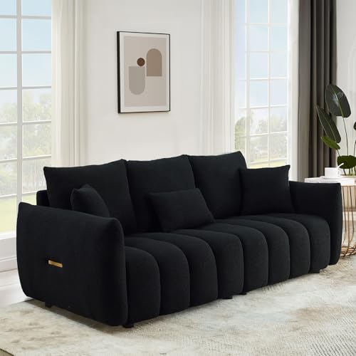 81" Beige Teddy Boucle 3-Seater Sofa F7464