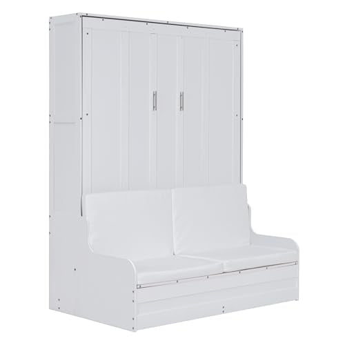 Queen Size Grey Murphy Bed with Sofa and Cushion X12635