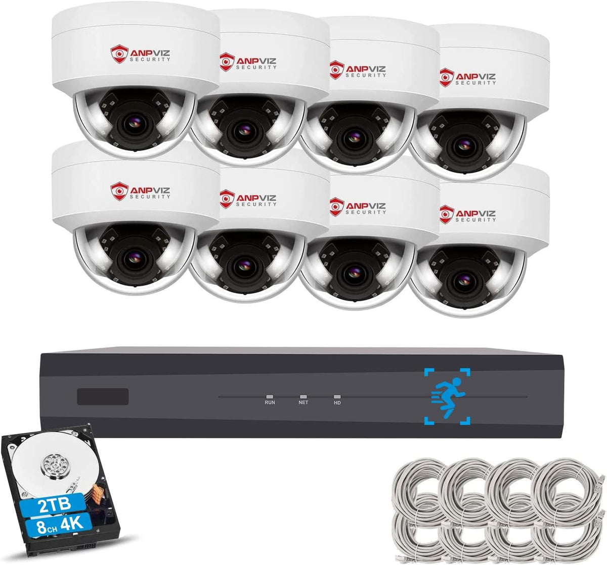 4K 8Channel IP POE Security Systems with 2TB HDD and 8pcs 5MP IP Dome Cameras P992