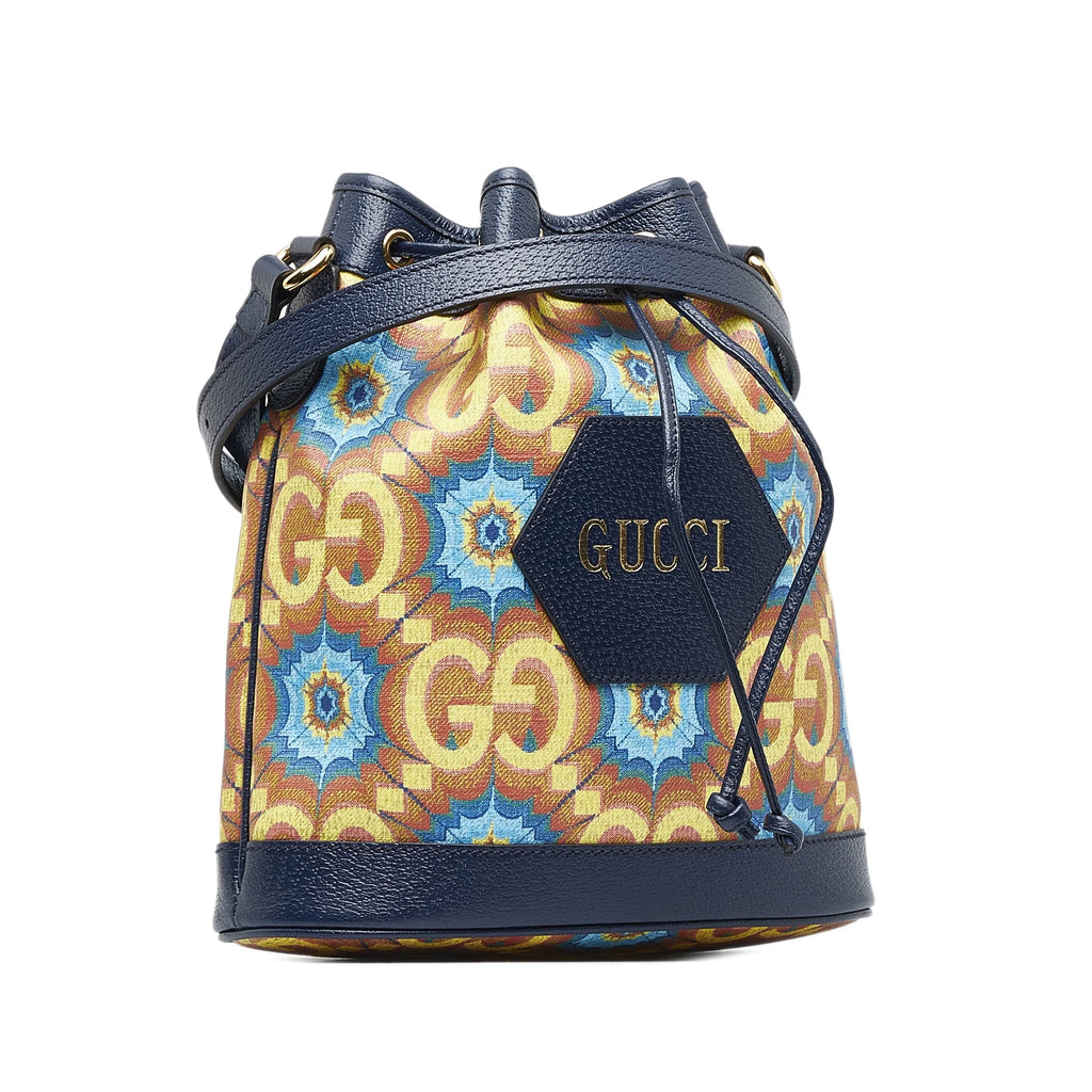 Blue Coated Canvas Bucket Bag V218846