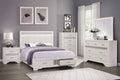 White 4pc California King Bedroom Set Platform Bed Dresser Nightstand Mirror Y145362
