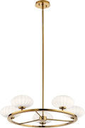 6 Light Oval Chandelier with Satin Etched Opal Glass J5852