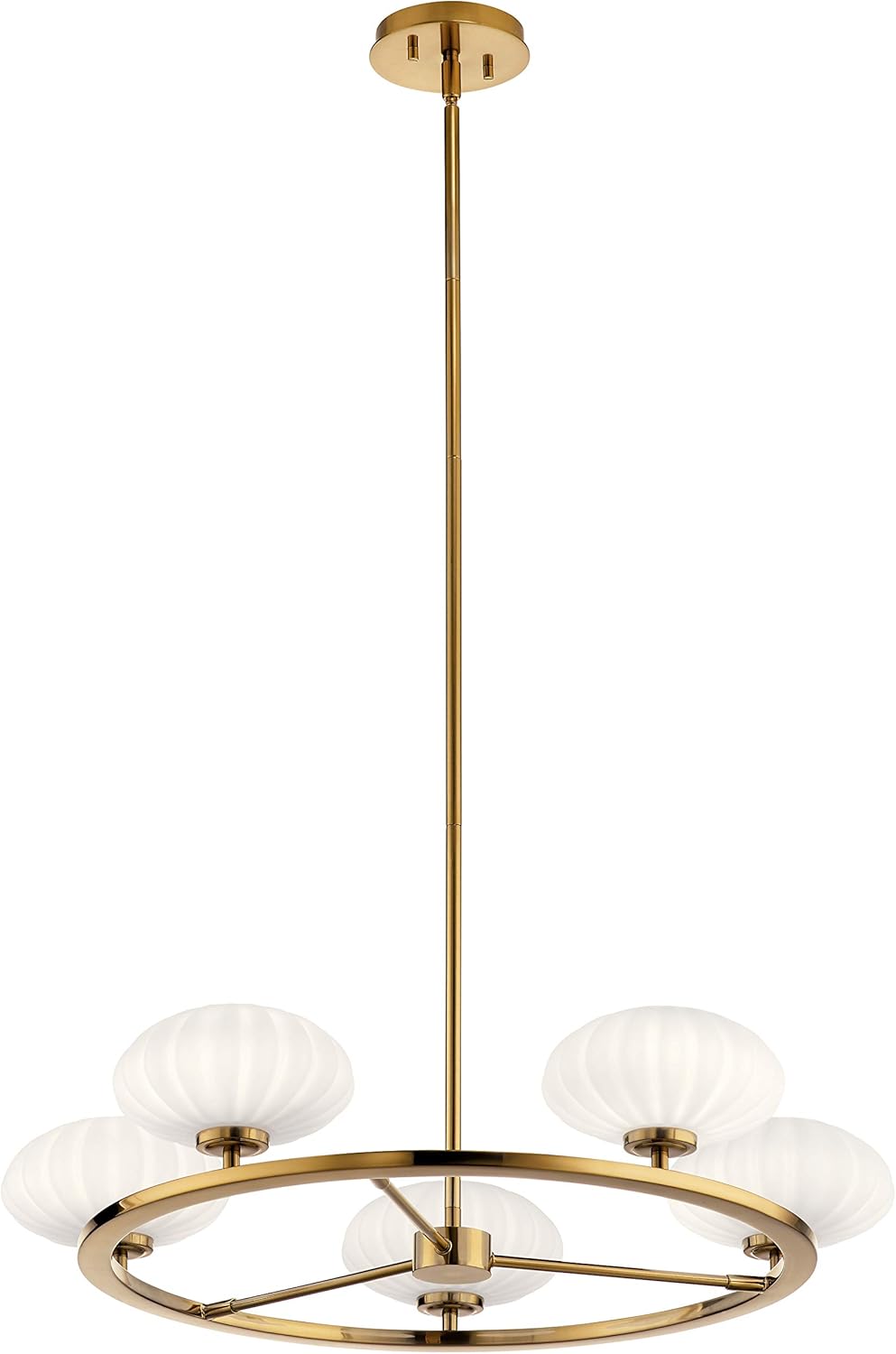 6 Light Oval Chandelier with Satin Etched Opal Glass J5852