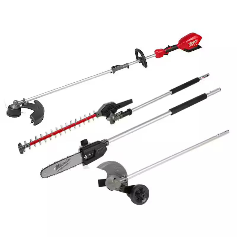 18V Cordless Brushless String Grass Trimmer with Pole Saw, Hedge Trimmer, Edger Attachments G312