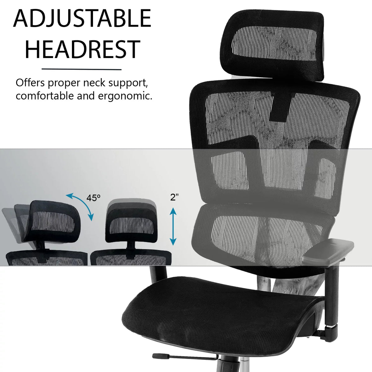 Black Ergonomic Mesh Office Chair with Headrest and Armrests V533310