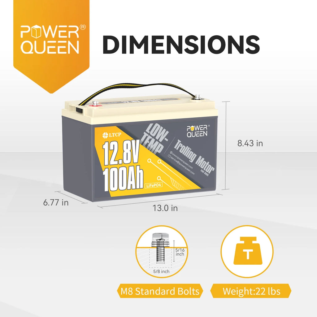 12.8V 100Ah LiFePO4 Deep Cycle Battery with 100A BMS M3726