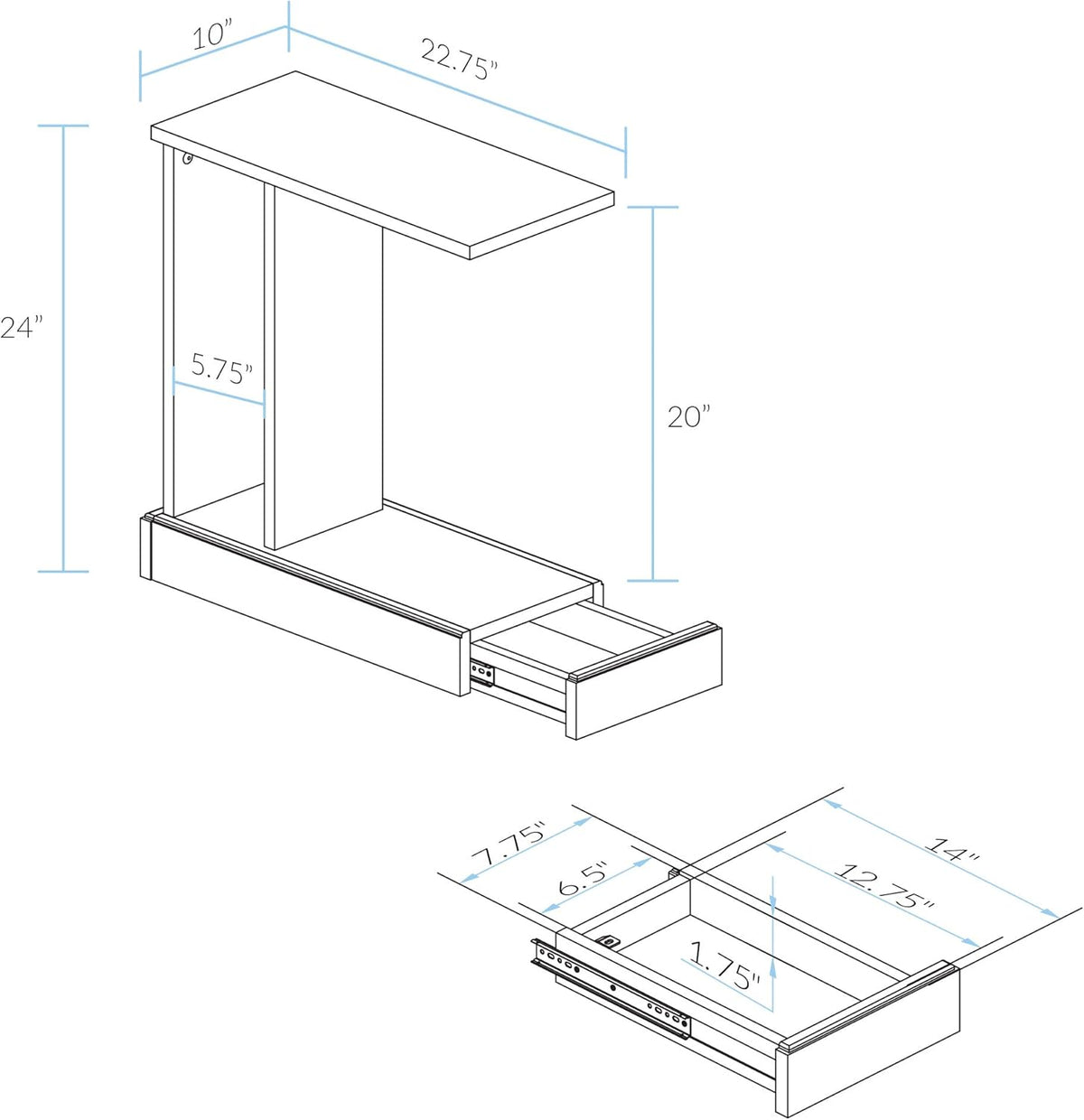 Mocha C-Table with Drawer S574