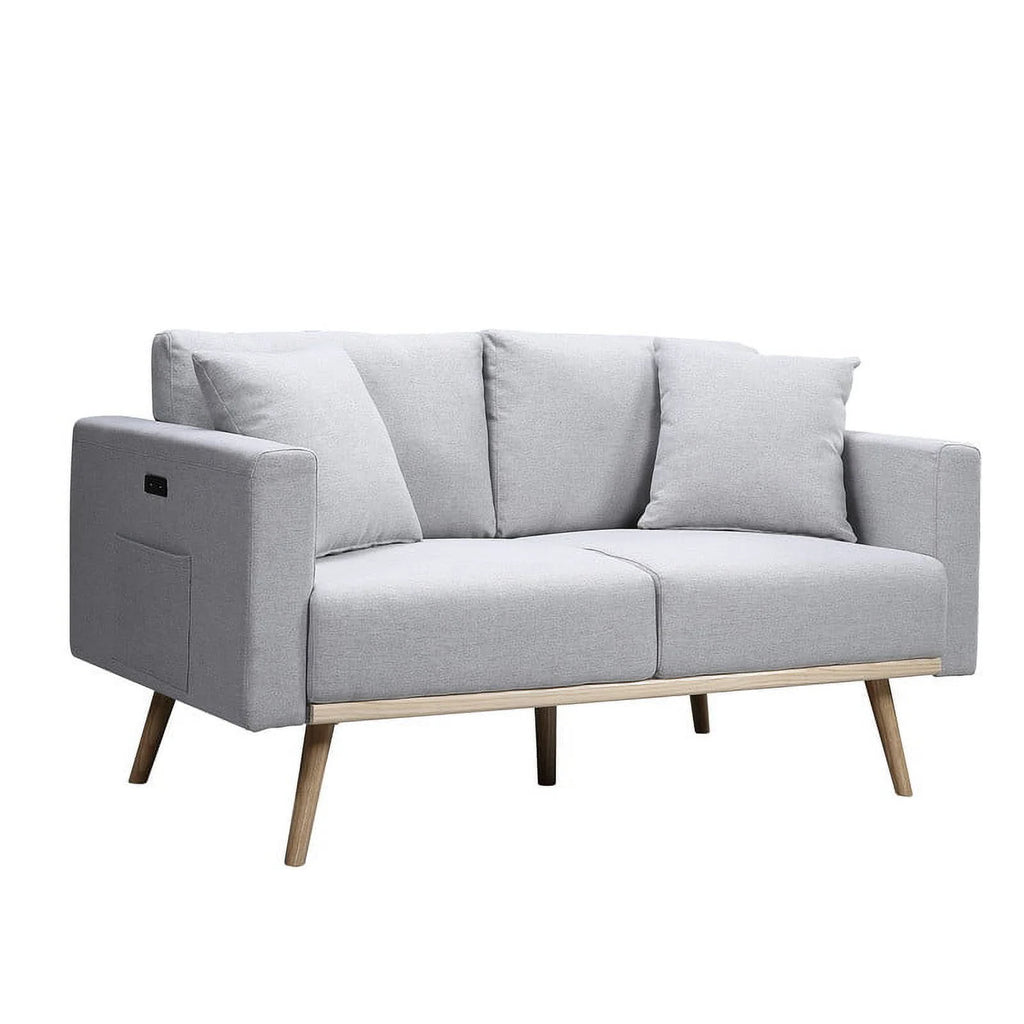 Light Gray Linen Fabric Sofa Loveseat Chair Set X9121