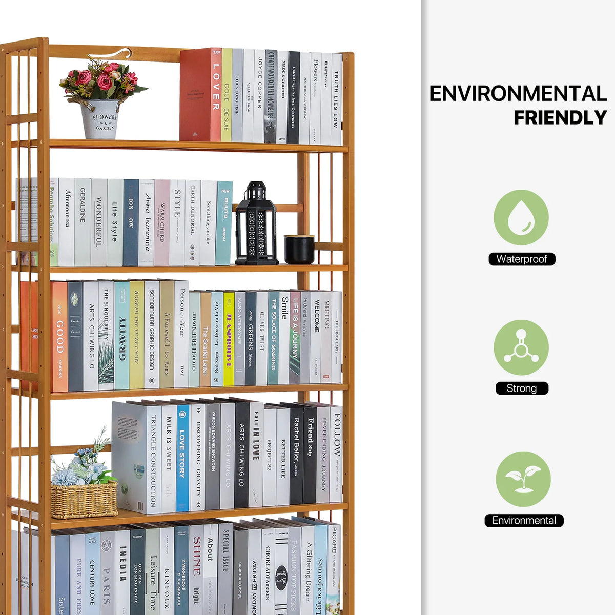 Bamboo 5 Shelves Adjustable Bookcase O75024