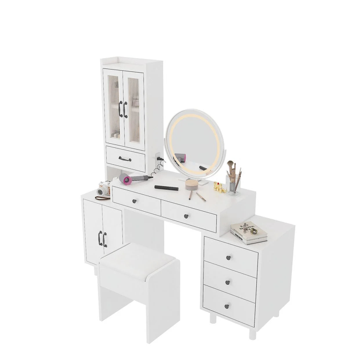 Modern Retractable Vanity with Power Outlets C4535