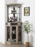 Stone Grey Corner Bar Unit with Built-In Wine Rack and Lower Bar Cabinet E99613
