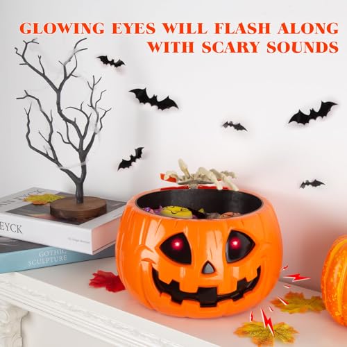 Motion Activated Pumpkin Candy Bowl with Creepy Sound Y69811