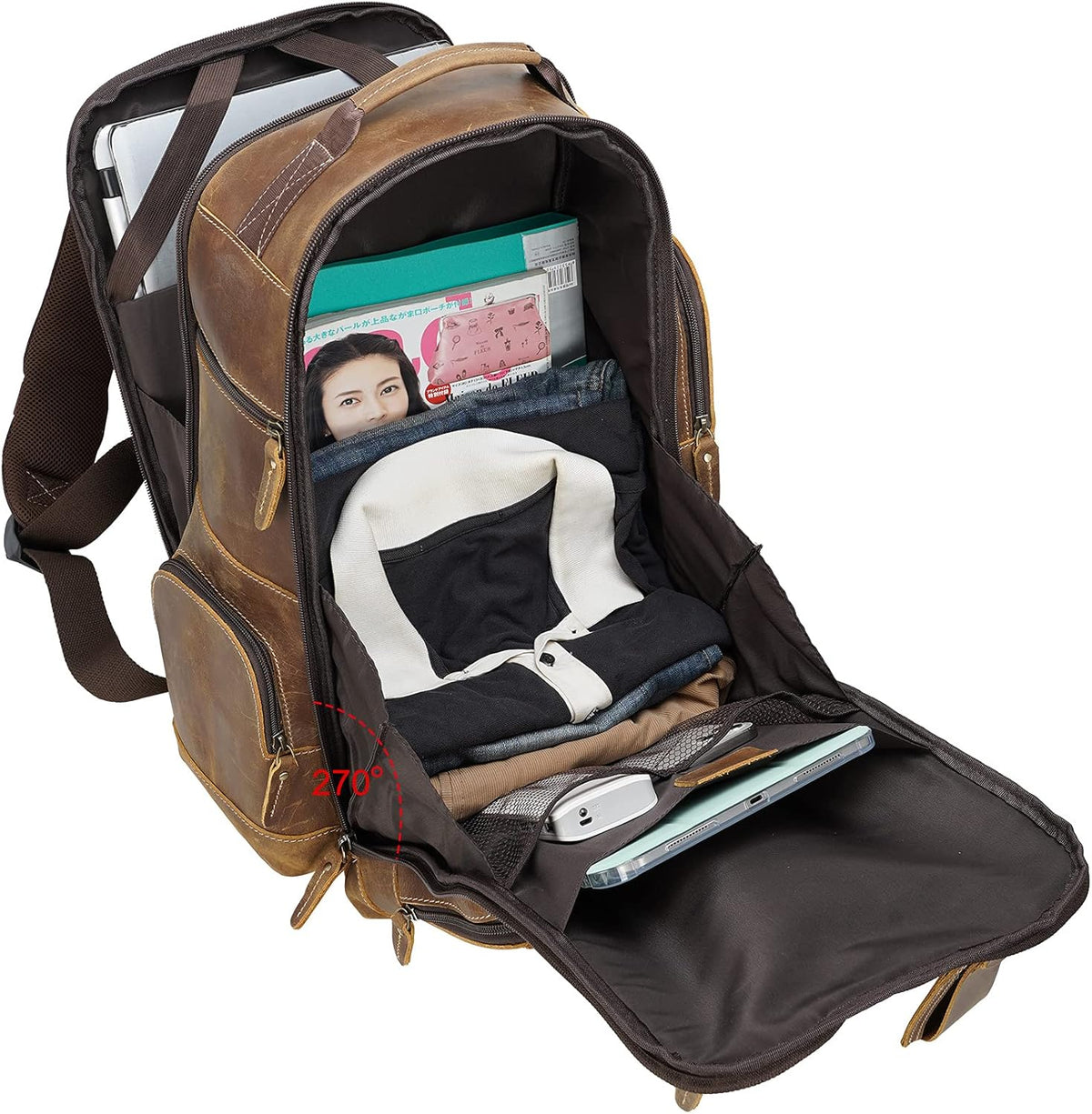 Full Grain Leather 15.6 Laptop Backpack P21270