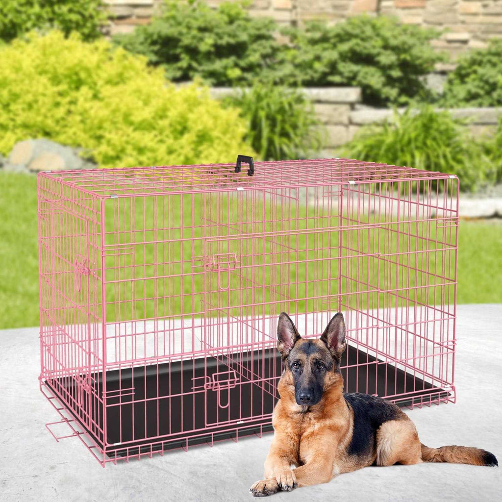 42 inch Foldable Metal Dog Crate with 2 Doors A504963