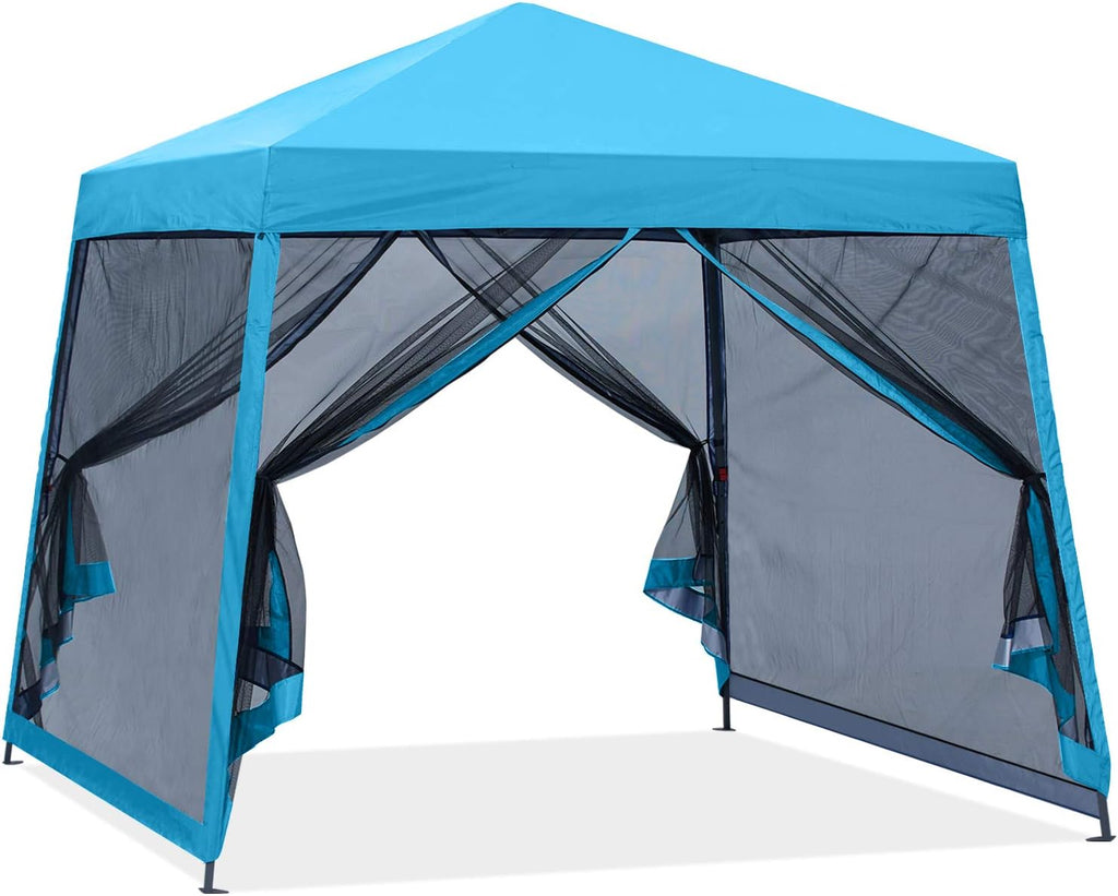8x8 White Pop up Canopy Tent with Netting Wall M289452