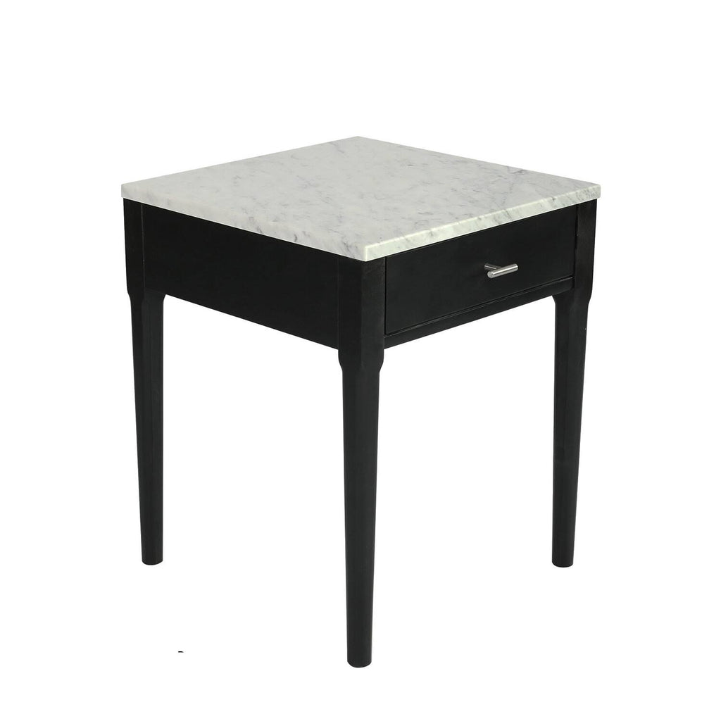 18x22 White Marble Side Table with Walnut Leg E739755