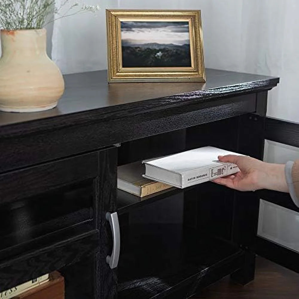 2 Door Corner Wood TV Stand up to 48" 44 Inch Black Z4696