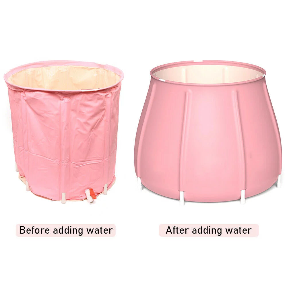 Pink PVC Inflatable Folding Bathtub U18128