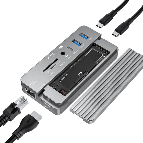 10-in-1 USB-C Docking Station with M.2 NVMe and SATA SSD Enclosure O51783