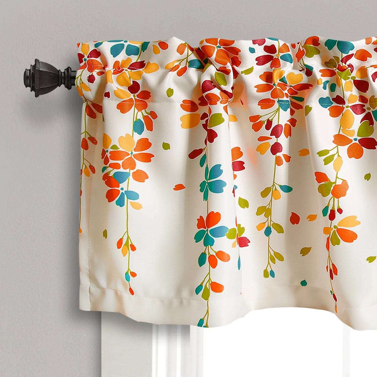 Floral Yellow Polyester Room Darkening Valance X2288
