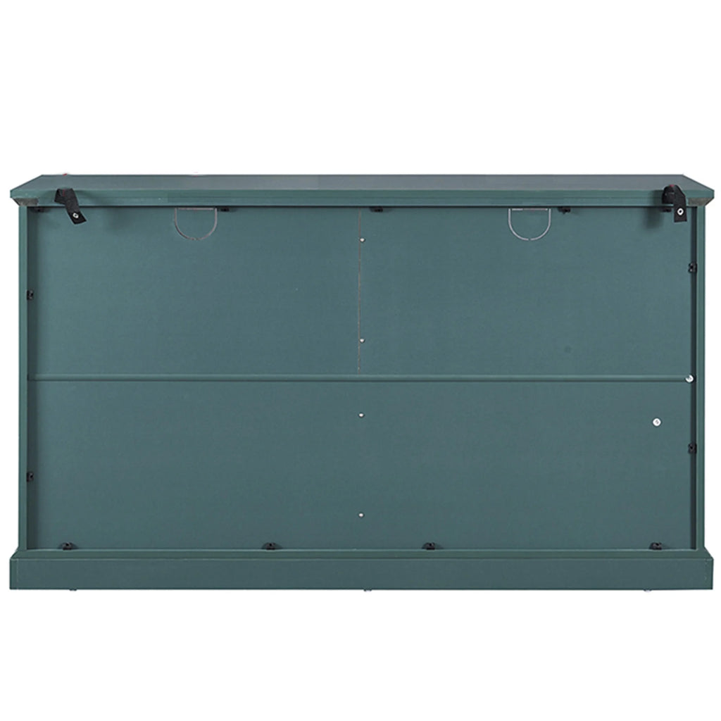 Teal MDF TV Stand with Glass Doors and Adjustable Shelves Z887