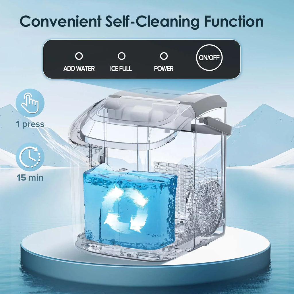 Nugget Ice Maker Countertop 33lbs/24H Self-Cleaning Portable Ice Machine Gray A790
