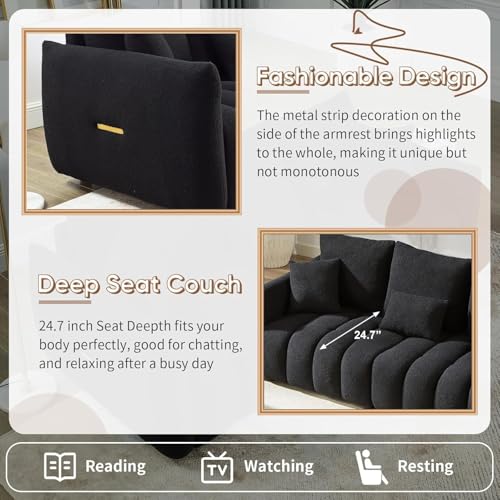 81" Beige Teddy Boucle 3-Seater Sofa F7464