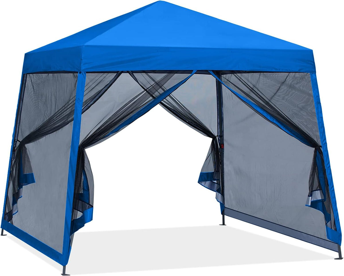 8x8 White Pop up Canopy Tent with Netting Wall M289452