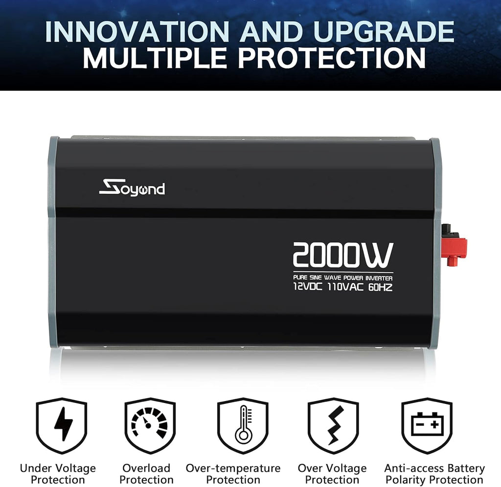 Pure Sine Wave 2000 Watt Power Inverter with Remote Controller M368628